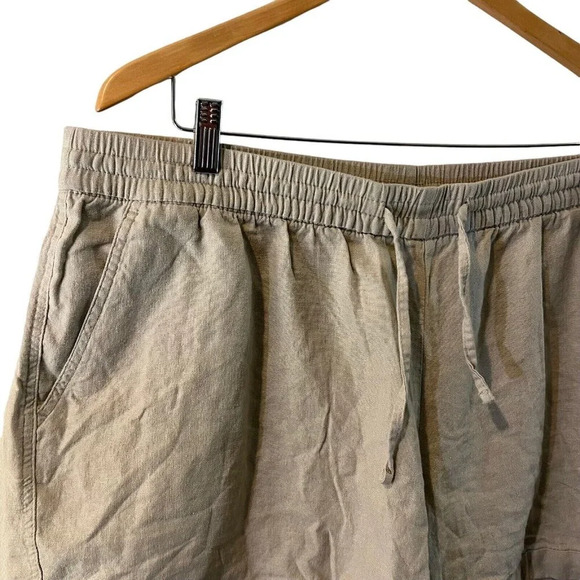 Old Navy Beige Linen Blend Shorts XL Elastic Waist Drawstring Pull On Nude Plain - Picture 3 of 5